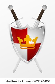 Isolated medieval sword on light gray background