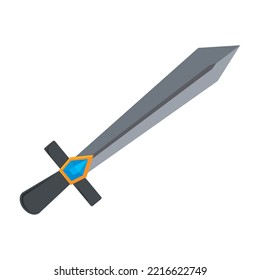 Isolated Medieval Sword Sketch Icon Vector