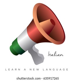 Isolated megaphone with the italian flag, Vector illustration