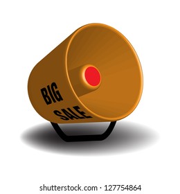 Isolated megaphone on which is written the text big sale. Sales concept