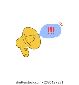 Isolated megaphone with outline illustration. Announcement or last call via megaphone