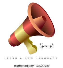 Isolated megaphone with the Spanish flag, Vector illustration