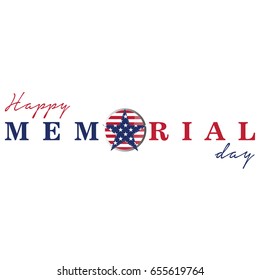 Isolated memorial day emblem on a white background, Vector illustration