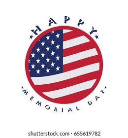 Isolated memorial day emblem on a white background, Vector illustration