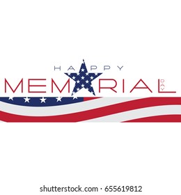 Isolated memorial day emblem on a white background, Vector illustration