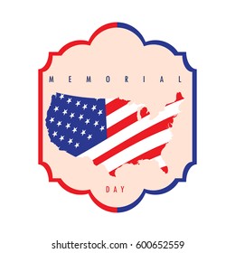 Isolated memorial day label on a white background, Vector illustration