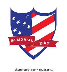 Isolated memorial day label on a white background, Vector illustration
