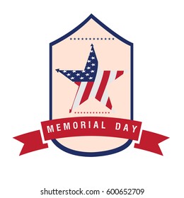 Isolated memorial day label on a white background, Vector illustration
