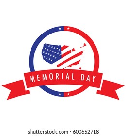 Isolated memorial day label on a white background, Vector illustration