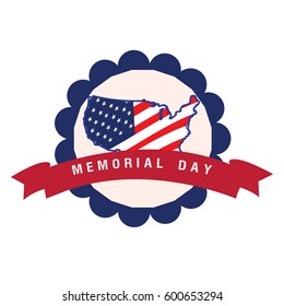 Isolated memorial day label on a white background, Vector illustration
