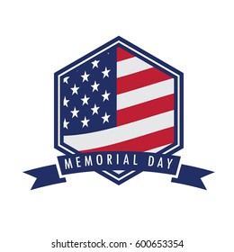 Isolated memorial day label on a white background, Vector illustration