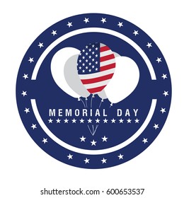 Isolated memorial day label on a white background, Vector illustration