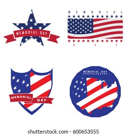 Isolated memorial day label on a white background, Vector illustration