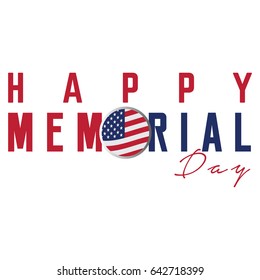 Isolated memorial day label on a white background, Vector illustration