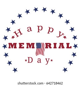 Isolated memorial day label on a white background, Vector illustration