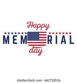 Isolated memorial day label on a white background, Vector illustration