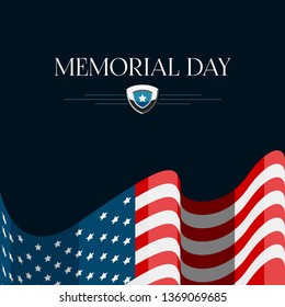 Isolated memorial day poster with a flag and medal. Vector illustration design