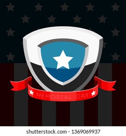 Isolated memorial day poster with a flag and emblem. Vector illustration design