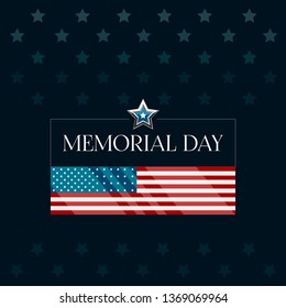 Isolated memorial day poster with a flag and medal. Vector illustration design