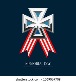 Isolated memorial day poster with a medal. Vector illustration design