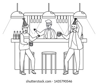 Isolated men in a bar design