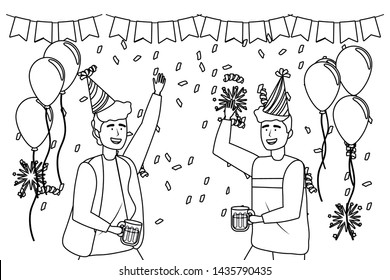 Isolated men in celebration design