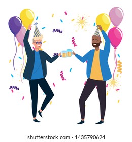 Isolated men in celebration design