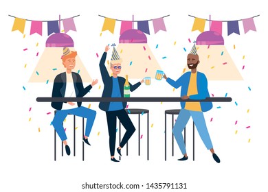 Isolated men in celebration design