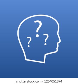 Isolated mental disease icon line symbol on clean background. Vector brain with question element in trendy style.