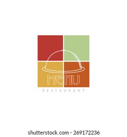 Isolated menu icon on a white background with text. Vector illustration