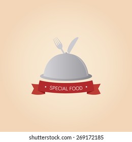 Isolated menu icons and text on a colored background. Vector illustration
