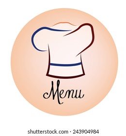 an isolated menu label with a chef hat and text