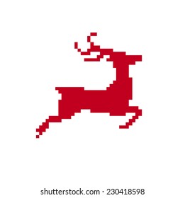Isolated Merry Christmas pixel reindeer vector