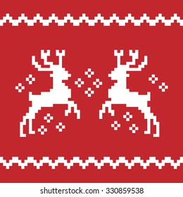 Isolated Merry Christmas pixel reindeer vector.