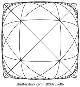 Isolated mesh, grid of squares with distortion deformation effect