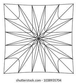 Isolated mesh, grid of squares with distortion deformation effect