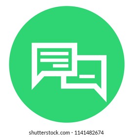 Isolated Message Icon in a Green Circle. Concept of communication and social media.