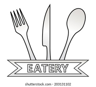 isolated metal eatery symbol icon on white background