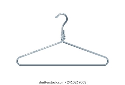 Isolated Metal Hanger, Slender, Metallic Garment Support With A Hooked Top, Typically Made Of Wire, Vector Illustration