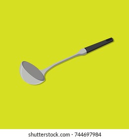 Isolated metal ladle with plastic handle illustration