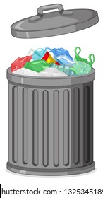 Isolated metal trash can illustration