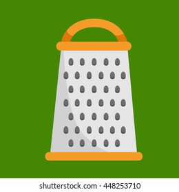 isolated metallic grater kitchen tool icon, cooking food equipment background, handle steel kitchenware vector illustration