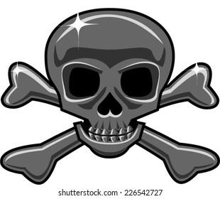 Isolated metallic skull and crossbones