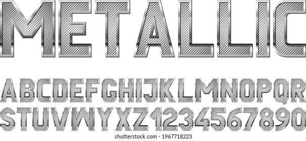 isolated metallic textured font - vector illustration