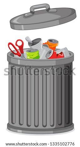 Isolated metallic trash can illustration