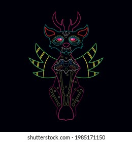 Isolated mexican cat alebrije character Vector illustration