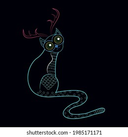 Isolated mexican cat alebrije character Vector illustration
