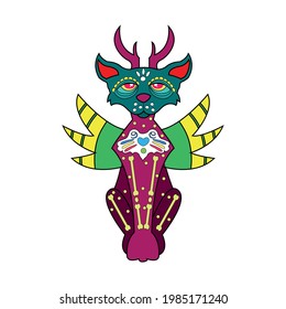 Isolated mexican cat alebrije character Vector illustration