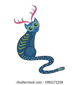 Isolated mexican cat alebrije character Vector illustration