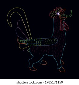 Isolated mexican chicken alebrije character Vector illustration